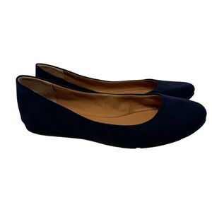 SUN STONE Navy Comfort Eliana Round Toe Slip On Ballet Flats